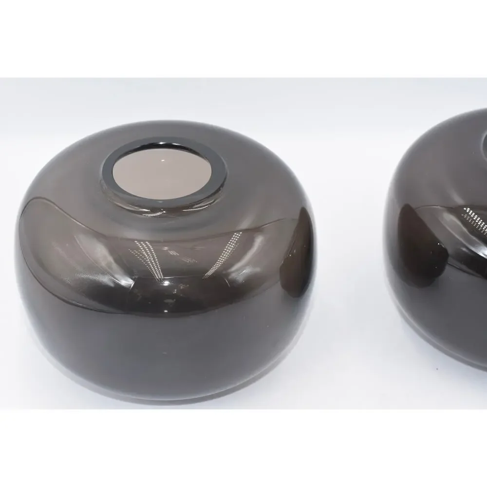 Villeroy & Boch Vintage 1970s, Minimalist Round Art Glass Orb Vase 2pc Set